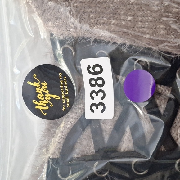 Express "NEW" Tan Black Soft Cozy Fuzzy Lace Up Crew Neck Y2K Sweater Size S - Picture 13 of 13